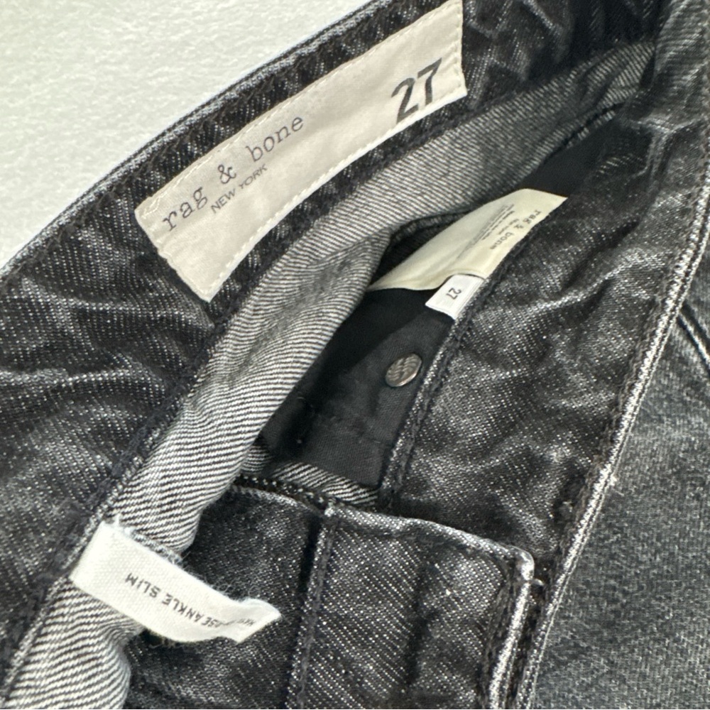 Rag & Bone Maya Jean Women’s 27 High Rise Ankle Slim Jeans in Black Button Fly - Picture 7 of 7